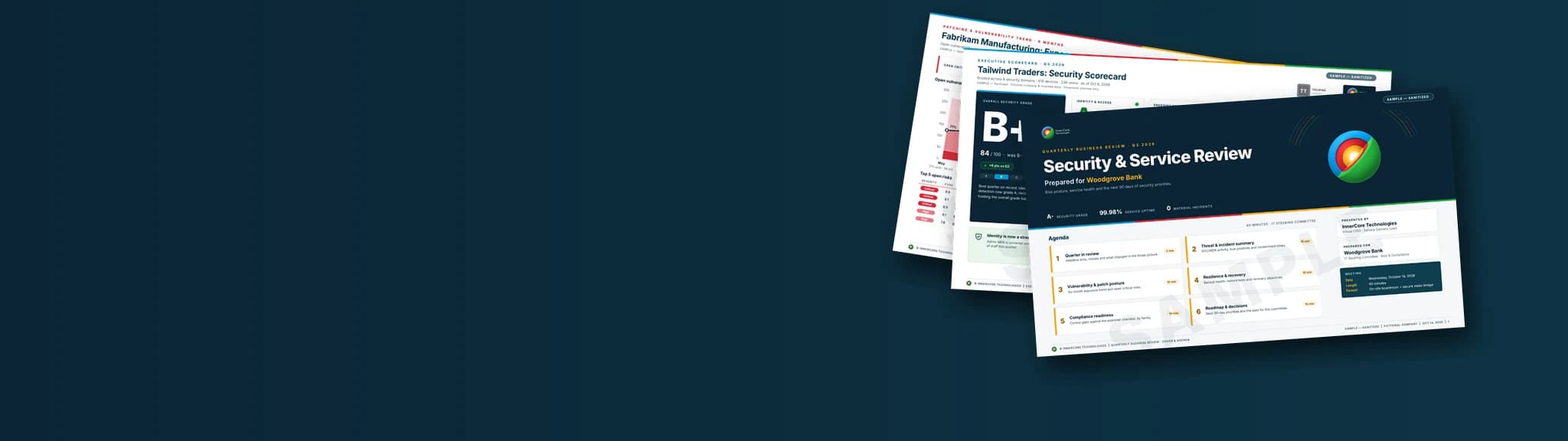 Sample InnerCore reports fanned in a stack